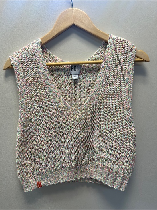 BDG Tops - BDG y2K Neon Knit Cropped Multicolor Knit V-Neck Tank
